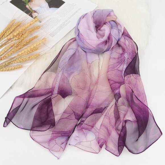 Floral-Print-Scarf for Womens - Classic-Chiffon-Wrap-Shawl Long Lightweight Suns - Picture 5 of 7